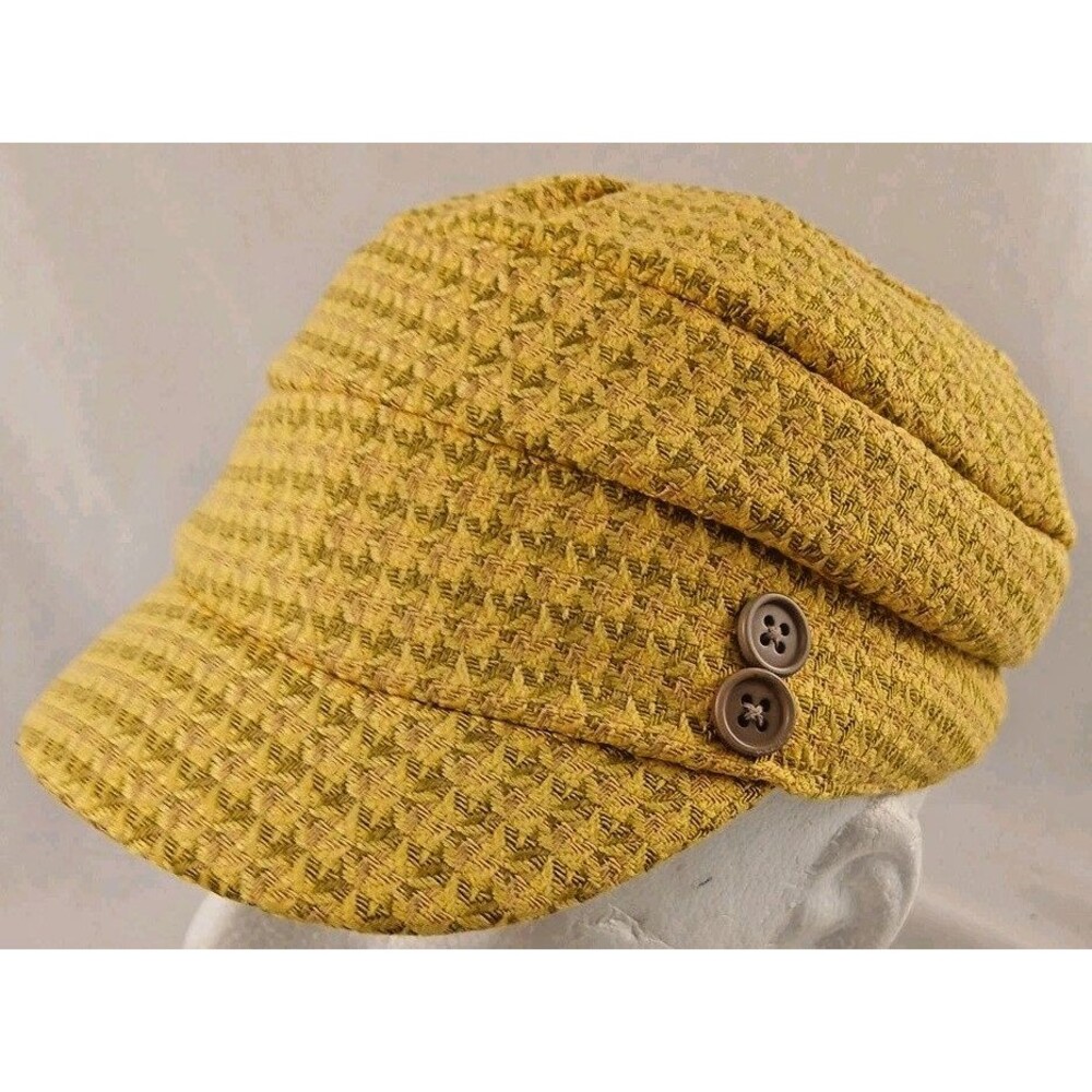 Manhattan Hat Co (David & Young) Yellow Woven Diamond Newsboy Hat/Cap-EXCELLENT!
